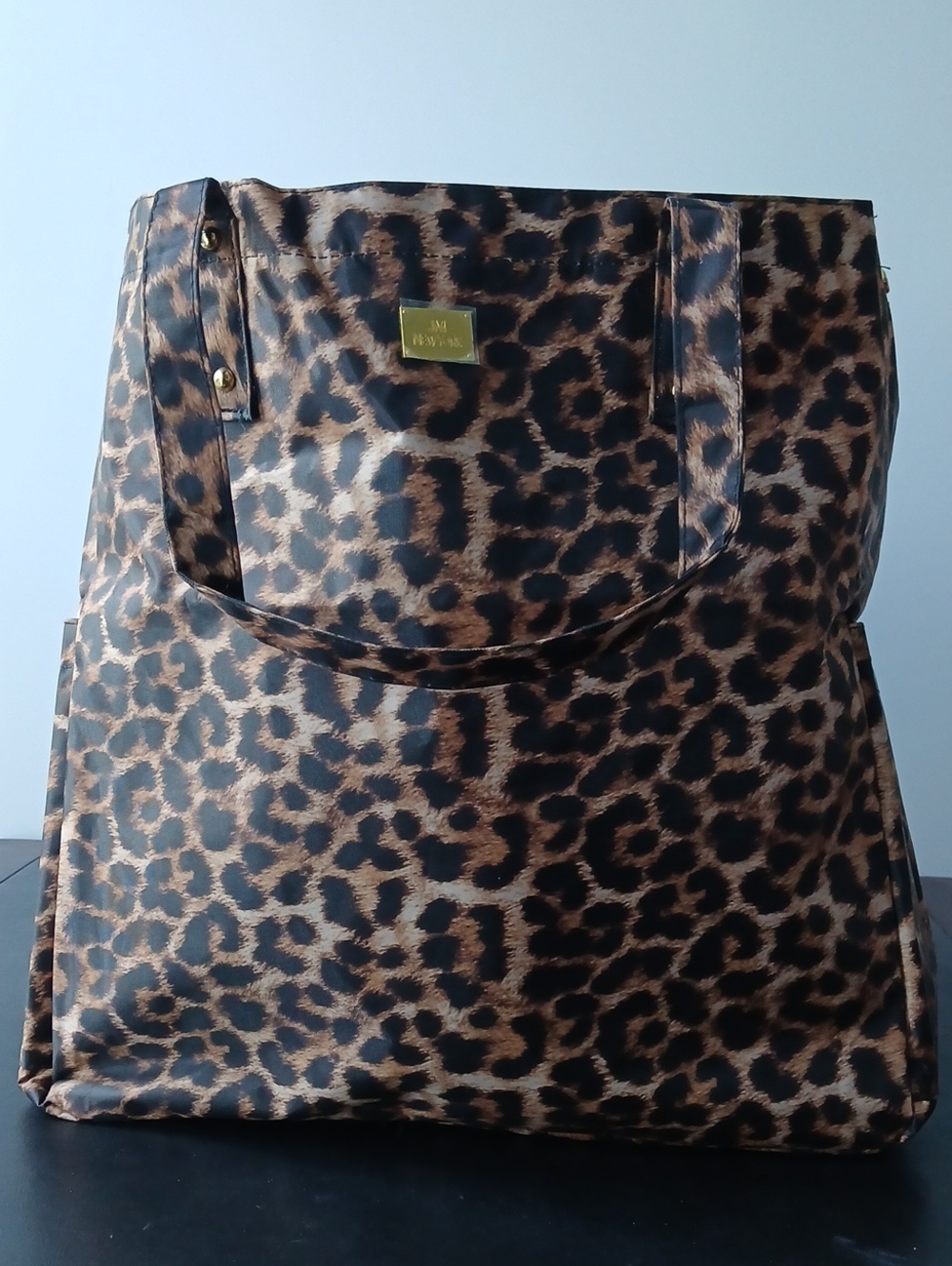 Leopard Print Tote Bag - Brown/Black
